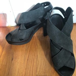 Rag & Bone black leather stacked platform heel